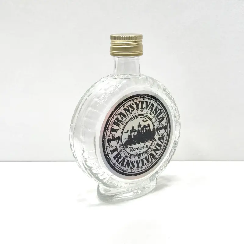 Transylvania, romania, sticla rotunda plosca 100 ml, cu mesaj, model divgs320 01